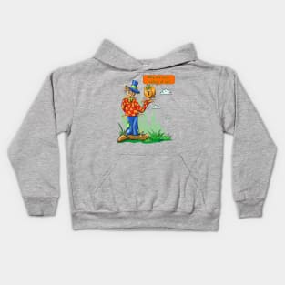 Halloween Scarecrow holding pumpkin Fall Autumn Halloween and Thanksgiving Gift Kids Hoodie